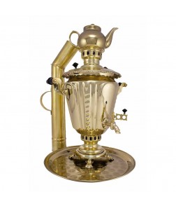 Samovar on coal, charcoal, firewood 5 liters "Pigtail" in the set of "Present" Samovar on coal, charcoal, firewood 5 liters "Pigtail" in the set of "Present"