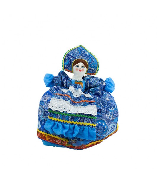Doll for the kettle and samovar "Russian lady in the blue dress"