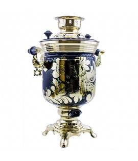 Samovar electric 3 liters "Bank" in the set for tea drinking "Rooster on the Gold" hand-painting  Samovar electric 3 liters "Bank" in the set for tea drinking "Rooster on the Gold" hand-painting
