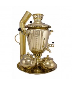 Samovar on coal, charcoal, firewood 5 liters "Pigtail" in the set "Gift" Samovar on coal, charcoal, firewood 5 liters "Pigtail" in the set "Gift"