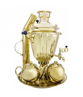 Samovar on coal, charcoal, firewood 5 liters "Glass with edges" in the set "Gift"