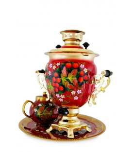 Samovar electric in set, "Rowan on Red" 3 liters Samovar electric in set, "Rowan on Red" 3 liters