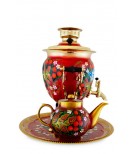 Samovar electric in set, "Rowan on Red" 3 liters