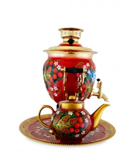 Samovar electric in set, "Rowan on Red" 3 liters Samovar electric in set, "Rowan on Red" 3 liters