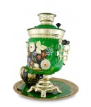 Samovar electric 3 liters "Bank" in the set "Camomiles" hand-painting 