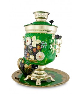 Samovar electric 3 liters "Bank" in the set "Camomiles" hand-painting  Samovar electric 3 liters "Bank" in the set "Camomiles" hand-painting