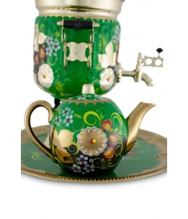 Samovar electric 3 liters "Bank" in the set "Camomiles" hand-painting  Samovar electric 3 liters "Bank" in the set "Camomiles" hand-painting