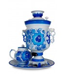 Samovar electric 3 liters "Bank" in the set "Classic Gzel" hand-painting 