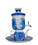 Samovar electric 3 liters "Bank" in the set "Classic Gzel" hand-painting 