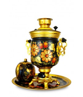 Samovar electric 3 liters "Round" in the set of "Classical Khokhloma" hand-painting  Samovar electric 3 liters "Round" in the set of "Classical Khokhloma" hand-painting
