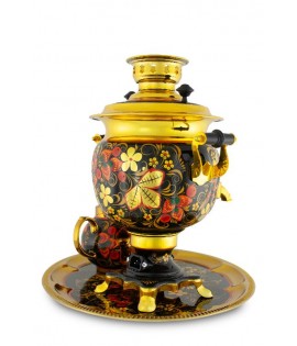 Samovar electric 3 liters "Tula" in the set "Classic Khokhloma" hand-painting  Samovar electric 3 liters "Tula" in the set "Classic Khokhloma" hand-painting