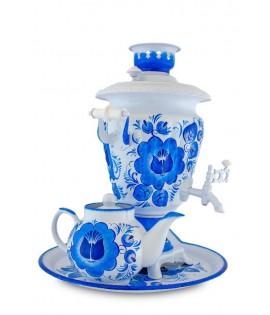 Samovar electric 3 liters "Cone" in the set "Classic Gzhel" hand-painting  Samovar electric 3 liters "Cone" in the set "Classic Gzhel" hand-painting