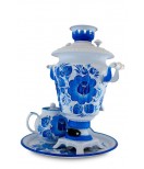 Samovar electric 3 liters "Cone" in the set "Classic Gzhel" hand-painting 