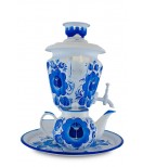 Samovar electric 3 liters "Cone" in the set "Classic Gzhel" hand-painting 