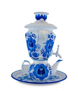 Samovar electric 3 liters "Cone" in the set "Classic Gzhel" hand-painting  Samovar electric 3 liters "Cone" in the set "Classic Gzhel" hand-painting