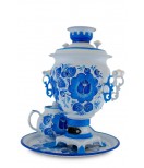 Samovar electric 3 liters "Round" in the set "Classic Gzel" hand-painting 