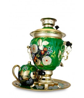 Samovar electric 3 liters "Acorn" in the set "Camomiles" hand-painting  Samovar electric 3 liters "Acorn" in the set "Camomiles" hand-painting