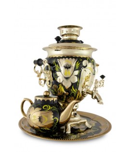 Samovar electric in set, "Khohloma Gold Rooster" 3 liters Samovar electric in set, "Khohloma Gold Rooster" 3 liters