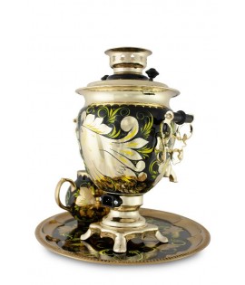 Samovar electric in set, "Khohloma Gold Rooster" 3 liters Samovar electric in set, "Khohloma Gold Rooster" 3 liters