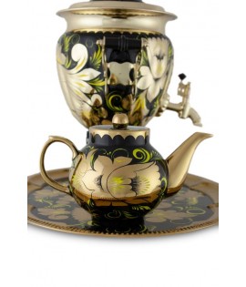Samovar electric in set, "Khohloma Gold Rooster" 3 liters Samovar electric in set, "Khohloma Gold Rooster" 3 liters