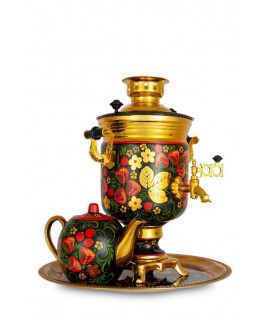 Samovar electric 3 liters "Tula" in the set "Khohloma" hand-painting  Samovar electric 3 liters "Tula" in the set "Khohloma" hand-painting
