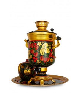 Samovar electric 3 liters "Tula" in the set "Khohloma" hand-painting  Samovar electric 3 liters "Tula" in the set "Khohloma" hand-painting