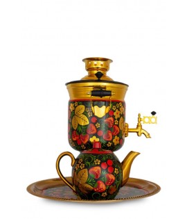 Samovar electric 3 liters "Tula" in the set "Khohloma" hand-painting  Samovar electric 3 liters "Tula" in the set "Khohloma" hand-painting