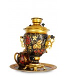 Samovar electric 3 liters "Cone" in the set of "Russian Khokhloma" hand-painting 
