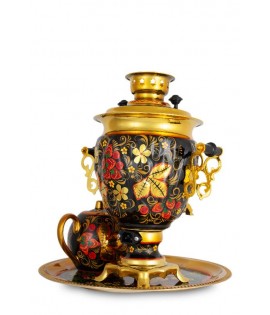 Samovar electric 3 liters "Cone" in the set of "Russian Khokhloma" hand-painting  Samovar electric 3 liters "Cone" in the set of "Russian Khokhloma" hand-painting