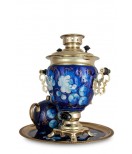 Samovar electric 3 liters "Tula" in the set "Zhostovo on blue" hand-painting 