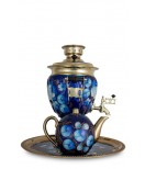 Samovar electric 3 liters "Tula" in the set "Zhostovo on blue" hand-painting 
