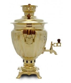 Gift set with Samovar 2.5L on wood, tray, shugarbowl, teapot and pipe
